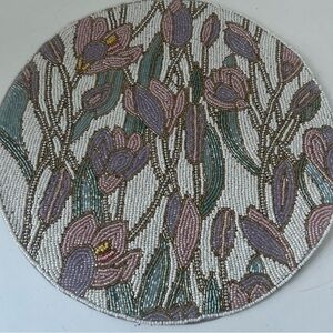 Floral Beaded Round Placemat Charger